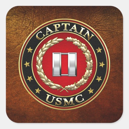 U.S. Marines: Kapitän (USMC Capt) [3D] Quadratischer Aufkleber (Vorderseite)