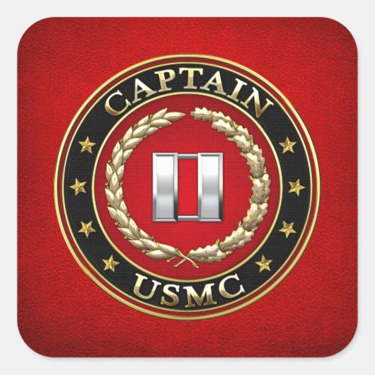 U.S. Marines: Kapitän (USMC Capt) [3D] Quadratischer Aufkleber (Vorderseite)