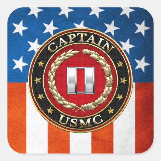 U.S. Marines: Kapitän (USMC Capt) [3D] Quadratischer Aufkleber (Vorderseite)
