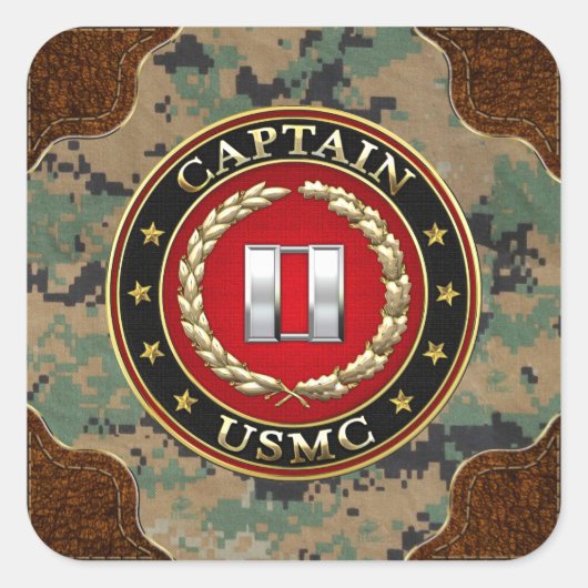 U.S. Marines: Kapitän (USMC Capt) [3D] Quadratischer Aufkleber (Vorderseite)