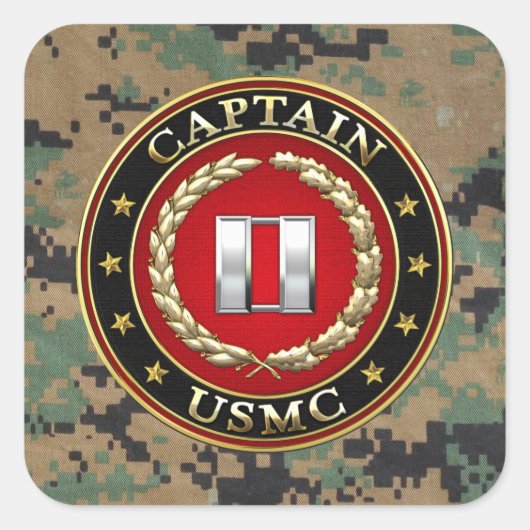 U.S. Marines: Kapitän (USMC Capt) [3D] Quadratischer Aufkleber (Vorderseite)