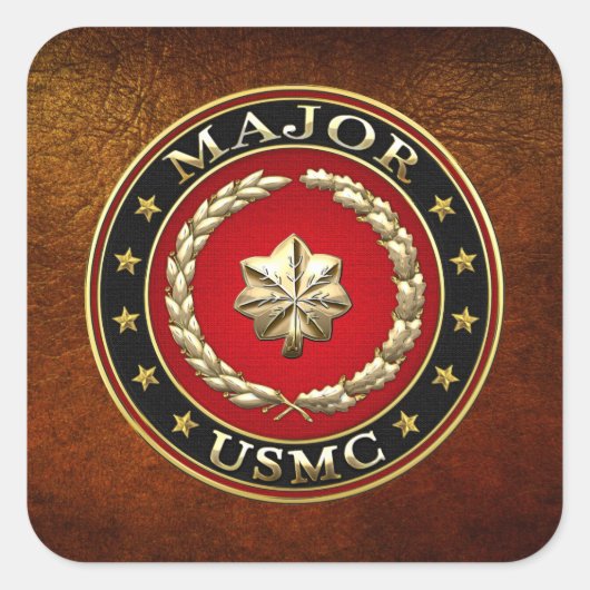 U.S. Marines: Major (USMC Maj) [3D] Quadratischer Aufkleber (Vorderseite)