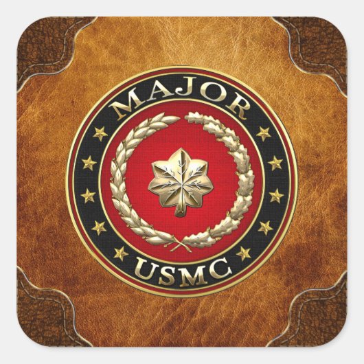 U.S. Marines: Major (USMC Maj) [3D] Quadratischer Aufkleber (Vorderseite)