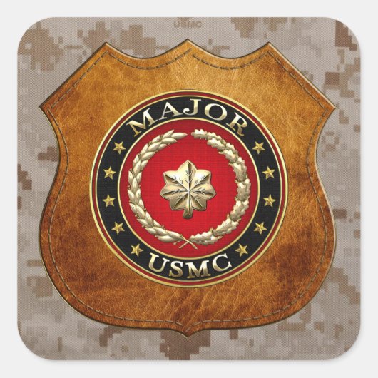U.S. Marines: Major (USMC Maj) [3D] Quadratischer Aufkleber (Vorderseite)