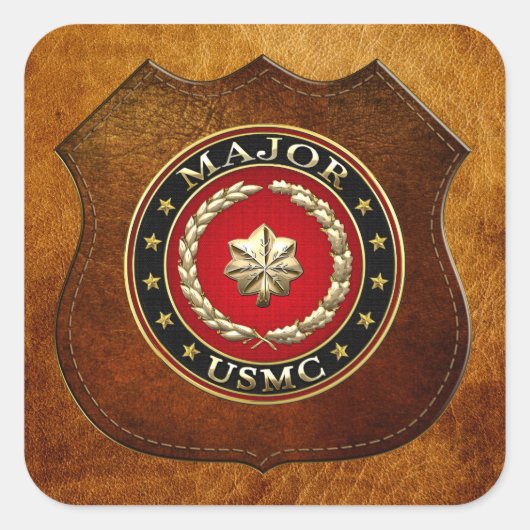 U.S. Marines: Major (USMC Maj) [3D] Quadratischer Aufkleber (Vorderseite)