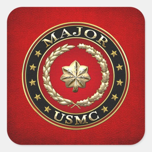 U.S. Marines: Major (USMC Maj) [3D] Quadratischer Aufkleber (Vorderseite)