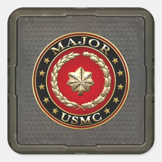 U.S. Marines: Major (USMC Maj) [3D] Quadratischer Aufkleber (Vorderseite)