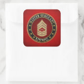 U.S. Marines: Master Sergeant (USMC MSgt) [3D] Quadratischer Aufkleber (Tasche)