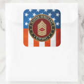 U.S. Marines: Master Sergeant (USMC MSgt) [3D] Quadratischer Aufkleber (Tasche)