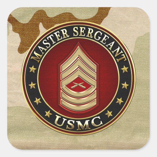 U.S. Marines: Master Sergeant (USMC MSgt) [3D] Quadratischer Aufkleber (Vorderseite)