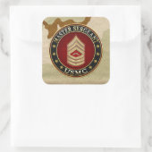 U.S. Marines: Master Sergeant (USMC MSgt) [3D] Quadratischer Aufkleber (Tasche)