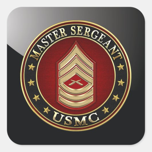U.S. Marines: Master Sergeant (USMC MSgt) [3D] Quadratischer Aufkleber (Vorderseite)