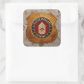 U.S. Marines: Master Sergeant (USMC MSgt) [3D] Quadratischer Aufkleber (Tasche)