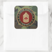 U.S. Marines: Master Sergeant (USMC MSgt) [3D] Quadratischer Aufkleber (Tasche)