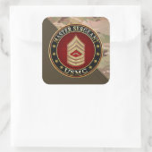 U.S. Marines: Master Sergeant (USMC MSgt) [3D] Quadratischer Aufkleber (Tasche)