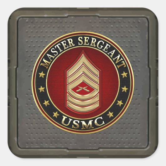 U.S. Marines: Master Sergeant (USMC MSgt) [3D] Quadratischer Aufkleber (Vorderseite)