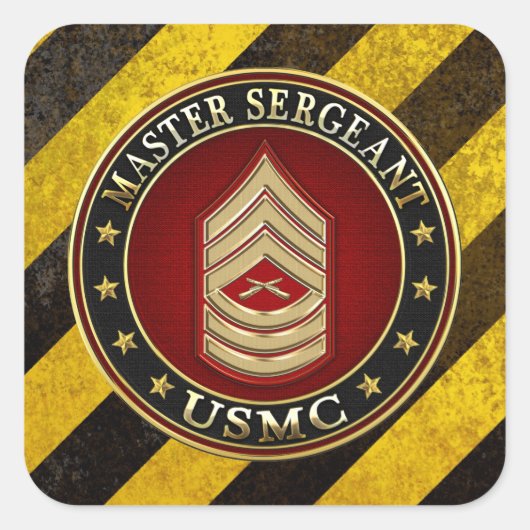 U.S. Marines: Master Sergeant (USMC MSgt) [3D] Quadratischer Aufkleber (Vorderseite)