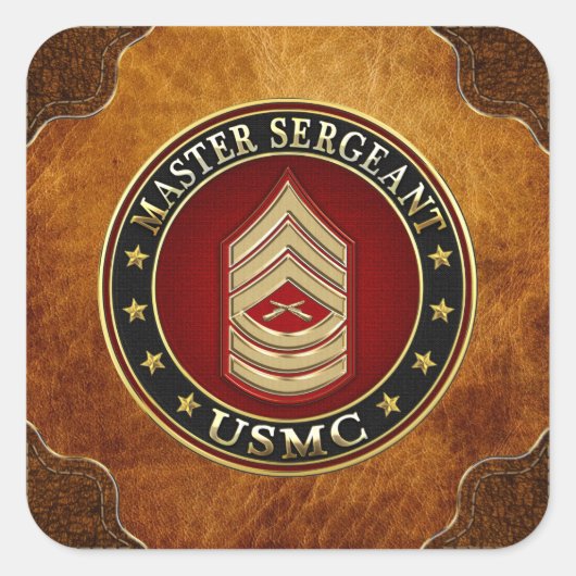 U.S. Marines: Master Sergeant (USMC MSgt) [3D] Quadratischer Aufkleber (Vorderseite)