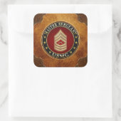 U.S. Marines: Master Sergeant (USMC MSgt) [3D] Quadratischer Aufkleber (Tasche)