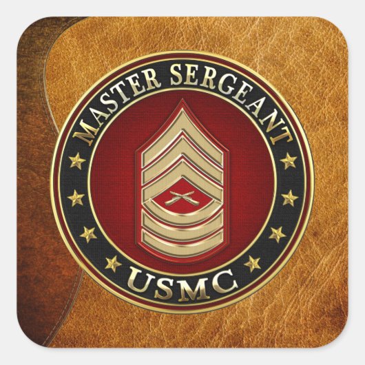 U.S. Marines: Master Sergeant (USMC MSgt) [3D] Quadratischer Aufkleber (Vorderseite)