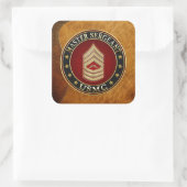 U.S. Marines: Master Sergeant (USMC MSgt) [3D] Quadratischer Aufkleber (Tasche)
