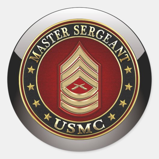 U.S. Marines: Master Sergeant (USMC MSgt) [3D] Runder Aufkleber (Vorderseite)