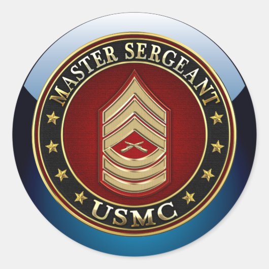 U.S. Marines: Master Sergeant (USMC MSgt) [3D] Runder Aufkleber (Vorderseite)