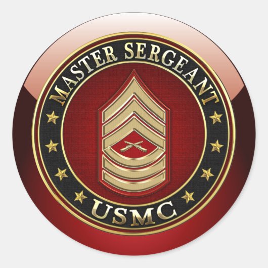 U.S. Marines: Master Sergeant (USMC MSgt) [3D] Runder Aufkleber (Vorderseite)