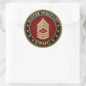 U.S. Marines: Master Sergeant (USMC MSgt) [3D] Runder Aufkleber (Tasche)