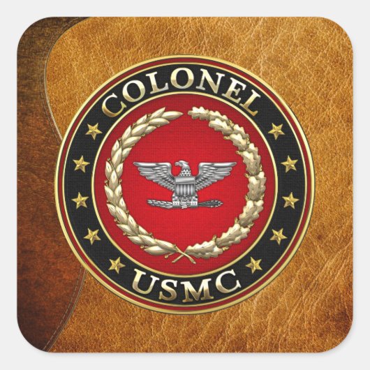 U.S. Marines: Oberst (USMC Col) [3D] Quadratischer Aufkleber (Vorderseite)