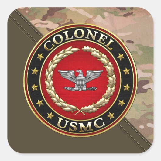 U.S. Marines: Oberst (USMC Col) [3D] Quadratischer Aufkleber (Vorderseite)