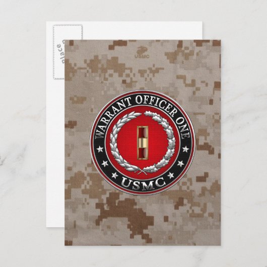 U.S. Marines: Offizier der Haftbefehl 1 (USMC WO-1 Postkarte (Vorne/Hinten)