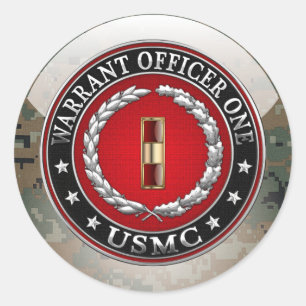 U.S. Marines: Offizier der Haftbefehl 1 (USMC WO-1 Runder Aufkleber