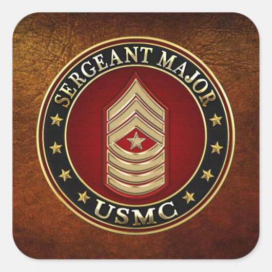 U.S. Marines: Sergeant Major (USMC SgtMaj) [3D] Quadratischer Aufkleber (Vorderseite)