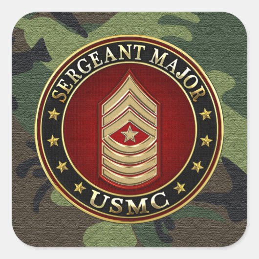 U.S. Marines: Sergeant Major (USMC SgtMaj) [3D] Quadratischer Aufkleber (Vorderseite)