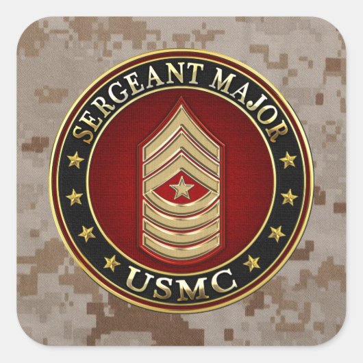 U.S. Marines: Sergeant Major (USMC SgtMaj) [3D] Quadratischer Aufkleber (Vorderseite)