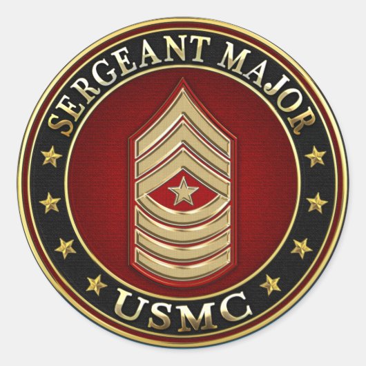 U.S. Marines: Sergeant Major (USMC SgtMaj) [3D] Runder Aufkleber (Vorderseite)