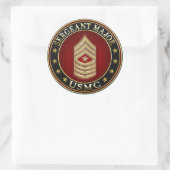 U.S. Marines: Sergeant Major (USMC SgtMaj) [3D] Runder Aufkleber (Tasche)