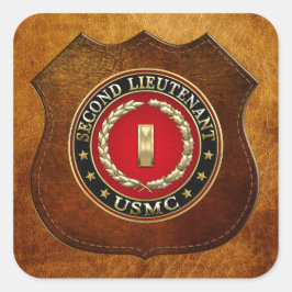 U.S. Marines: Zweiter Leutnant (USMC 2ndLt) [3D] Quadratischer Aufkleber