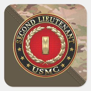 U.S. Marines: Zweiter Leutnant (USMC 2ndLt) [3D] Quadratischer Aufkleber