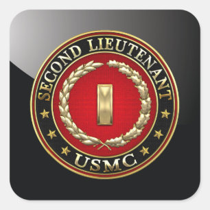U.S. Marines: Zweiter Leutnant (USMC 2ndLt) [3D] Quadratischer Aufkleber