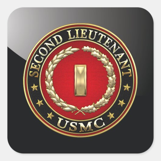 U.S. Marines: Zweiter Leutnant (USMC 2ndLt) [3D] Quadratischer Aufkleber (Vorderseite)