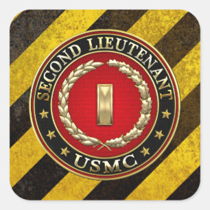 U.S. Marines: Zweiter Leutnant (USMC 2ndLt) [3D] Quadratischer Aufkleber