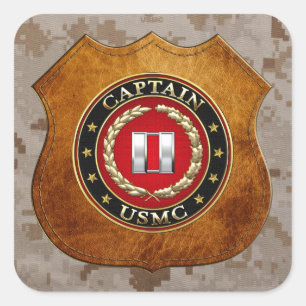 U.S. Marinesoldaten: Captain (USMC Kapitän) [3D] Quadratischer Aufkleber