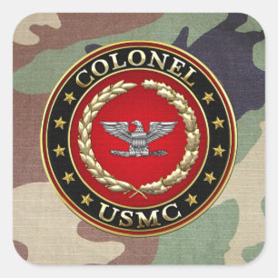U.S. Marinesoldaten: Oberst (USMC Col.) [3D] Quadratischer Aufkleber