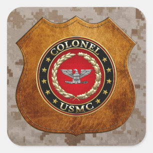 U.S. Marinesoldaten: Oberst (USMC Col.) [3D] Quadratischer Aufkleber