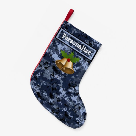 U.S. Military Blue Camouflage Weihnachts-Strumpf m Kleiner Weihnachtsstrumpf (Vorderansicht (hängend))