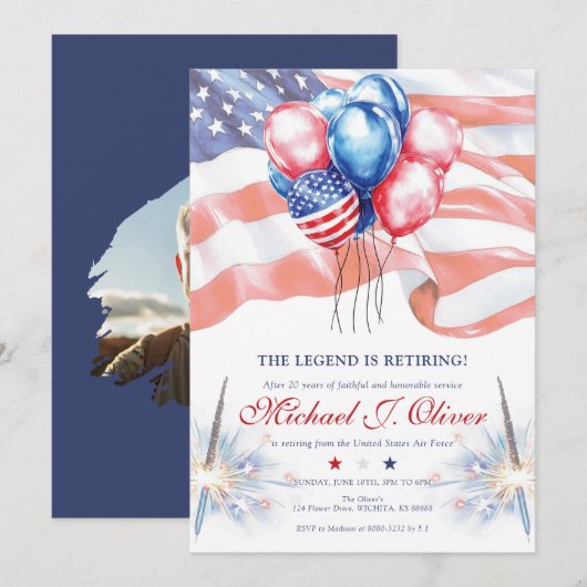 U.S. Military Retirement Invitation Einladung (Vorne/Hinten)