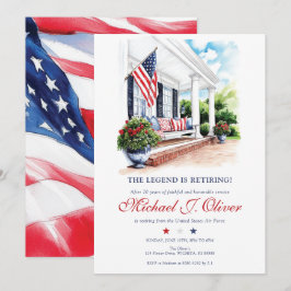 U.S. Military Retirement Patriotic Home Porch Einladung