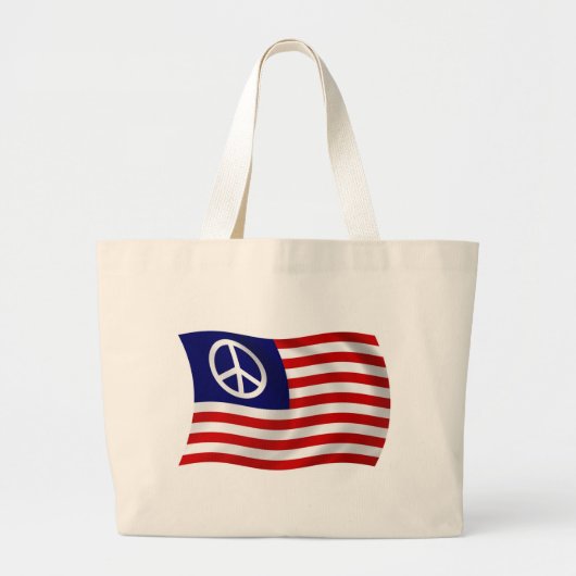 U.S. Peace Sign Flag Tote Bag Jumbo Stoffbeutel (Vorne)